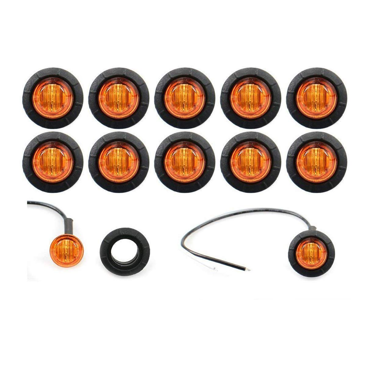 GOFORJUMP 10 STÜCKE Anhänger Truck Led Side Marker Blinker Kontrollleuchten Gelb Hinten Seitenmarkierungsleuchte Bus Auto Externe Lichter 12 V von GOFORJUMP