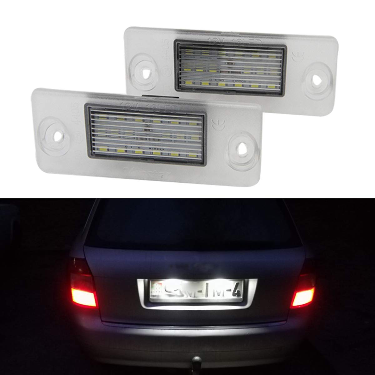 GOFORJUMP 2 Stücke 24LED Kennzeichenbeleuchtung Anzahl Kennzeichenleuchte Rückleuchte Für A/UDI A4 A3 B5 A3 8L S5 A3 A3 A4 S4 von GOFORJUMP