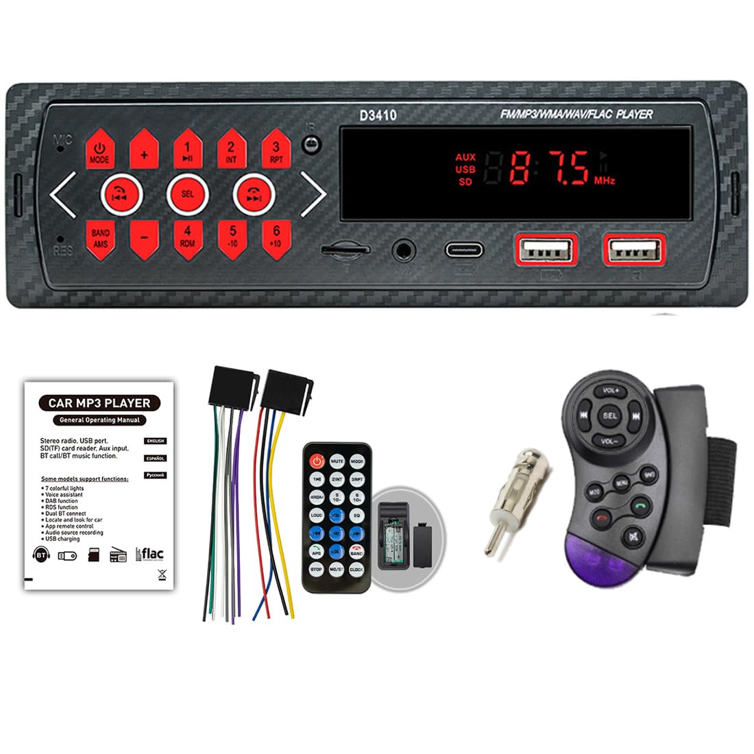 GOFORJUMP Autoradio Bluetooth Drahtlose Freisprecheinrichtung 1 Din Autoradio Bluetooth, Digitaler Mediaplayer mit FM/AUX/TF/USB Type C Lade / Antennenadapter/Lenkradfernbedienung/Fernbedienung GOFORJUMP Autoradio Bluetooth Drahtlose Freisprecheinrichtung 1 Din Autoradio Bluetooth, Digitaler Mediaplayer mit FM/AUX/TF/USB Type C Lade / Antennenadapter/Lenkradfernbedienung/Fernbedienung von GOFORJUMP
