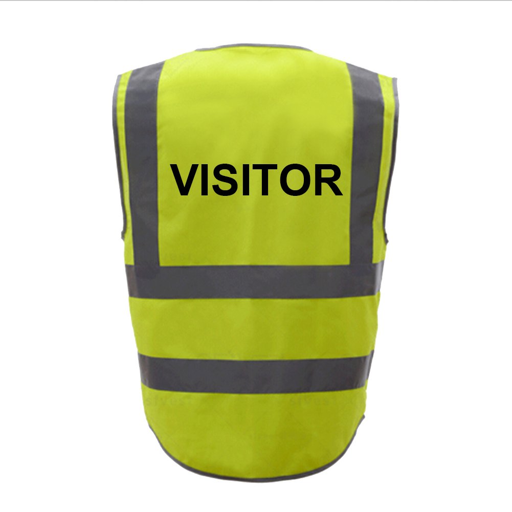 GOGO Reflektierende Warnweste Visitor Reflektorweste Sicherheitsweste mit Reißverschluss 8 Taschen Reflektierenden Streifen Gelb M von GOGO