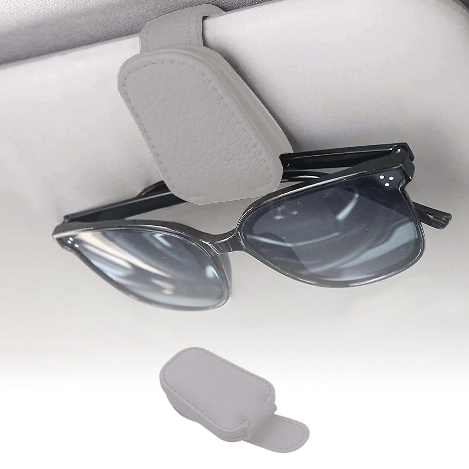 GOIEHIR Brillenhalter für Auto, Magnetisch Sonnenbrillenhalter Auto, Universal Leder Auto Sonnenbrillen, für Auto Sonnenblende, Grau von GOIEHIR