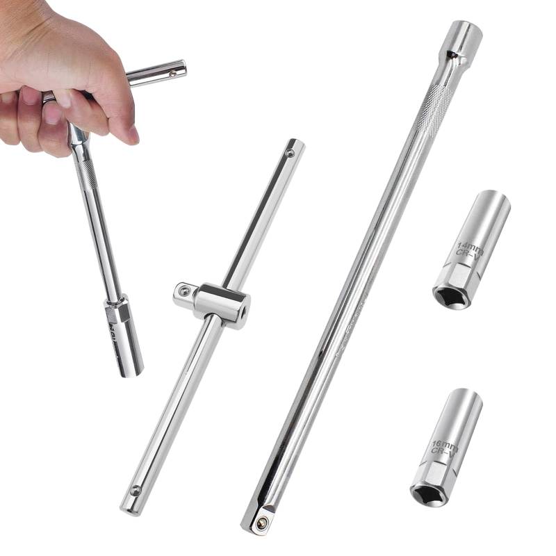 GOIEHIR T Griff Zündkerzenschlüssel, 2 Stück Schiebe T-Griff Entferner, mit Schiebe T-Griff Entferner Installer Werkzeug für Zündkerzen 14 mm /16 mm Schwenkbare Magnetische für Auto Motorrad von GOIEHIR
