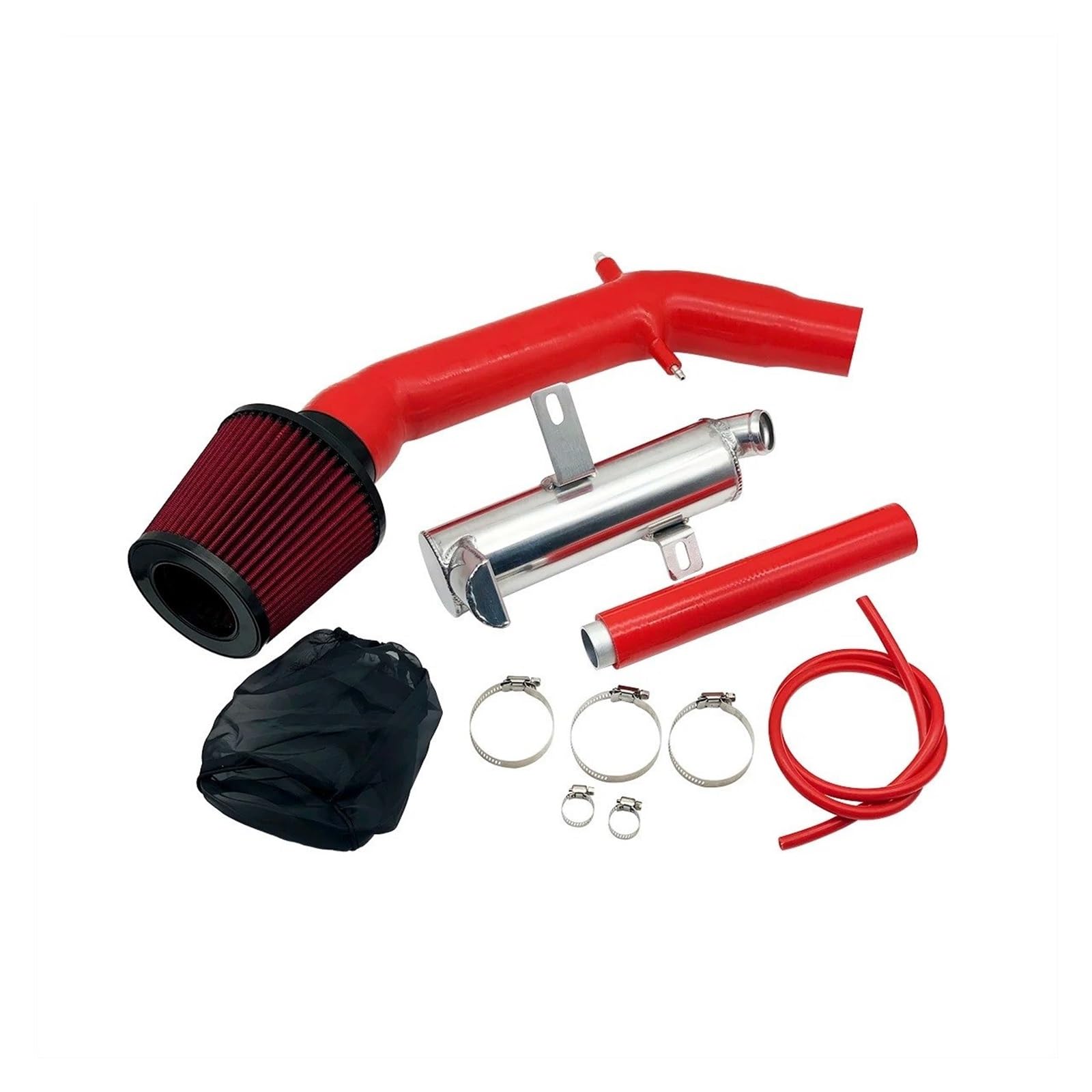 Ansaugschlauch Für Abarth 500 595 695 Silikon-Ansaugkit Geändert Mit Aluminium-Reduzierungs-Wischertank-Luftfilter, Der EIN Front-Ladeluftkühler-Kit Benötigt Ansaugrohr(Rot) von GOINTDJD