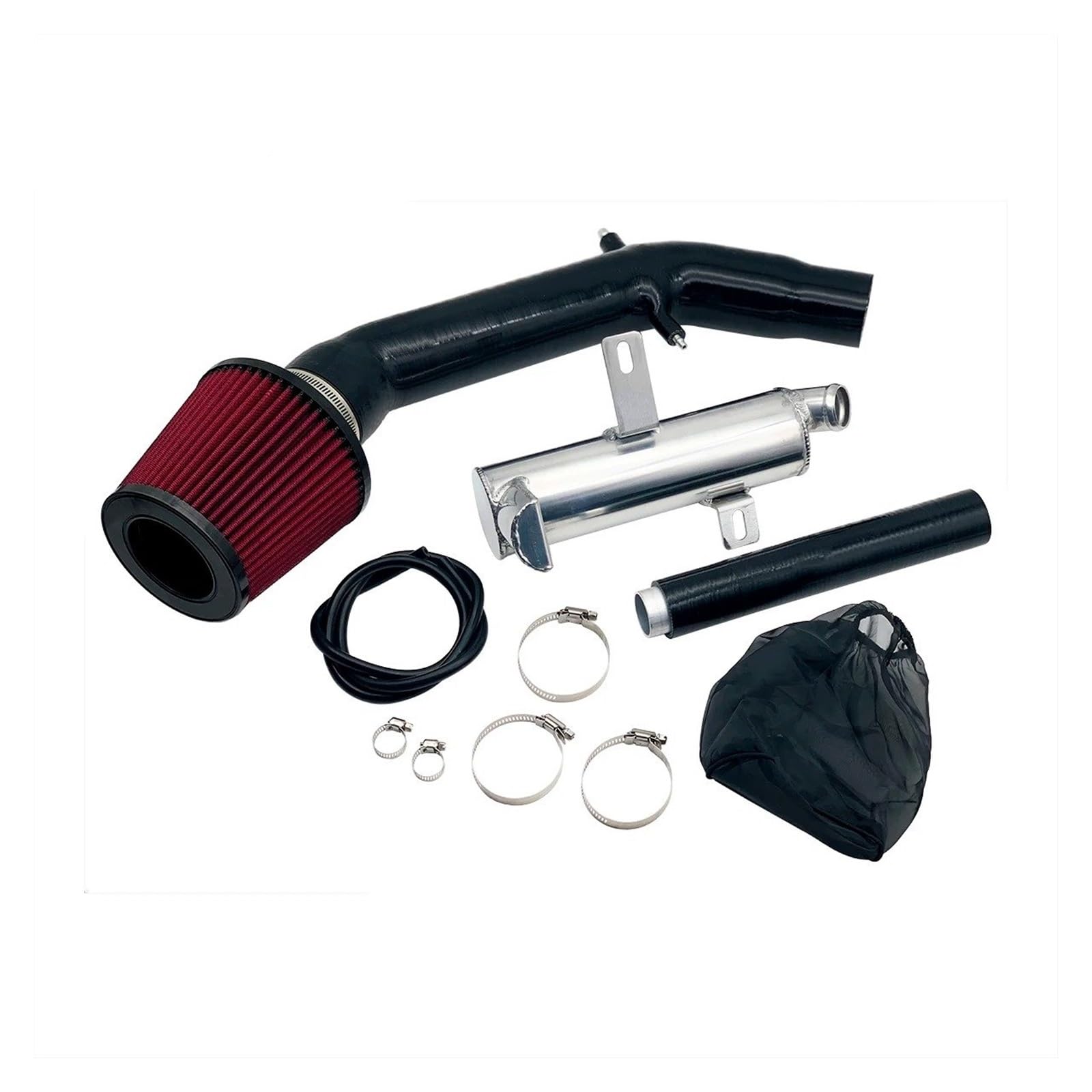 Ansaugschlauch Für Abarth 500 595 695 Silikon-Ansaugkit Geändert Mit Aluminium-Reduzierungs-Wischertank-Luftfilter, Der EIN Front-Ladeluftkühler-Kit Benötigt Ansaugrohr(Schwarz) von GOINTDJD