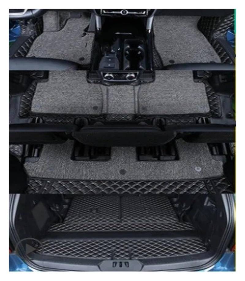 Kofferraum schutzmatte Für Ford Für Explorer 6 7 Sitze 2020-2023 Vollen Satz Auto Stamm Matten Langlebig Boot Teppiche Cargo-Liner Matten Für Explorer Kofferraumwanne(7 Seats Black with beige 9) von GOINTDJD