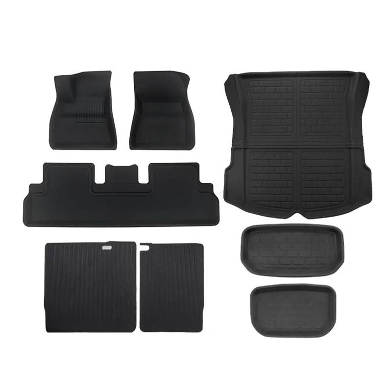 Kofferraum schutzmatte Für Tesla Für Modell 3 2021-2024 Für Highland Für Modell Y 2017-2024 Fußmatten Custom Fit Alle Wetter Für Cargo Liner Stamm Zubehör Kofferraumwanne(3 23 10-24 8PCS) von GOINTDJD