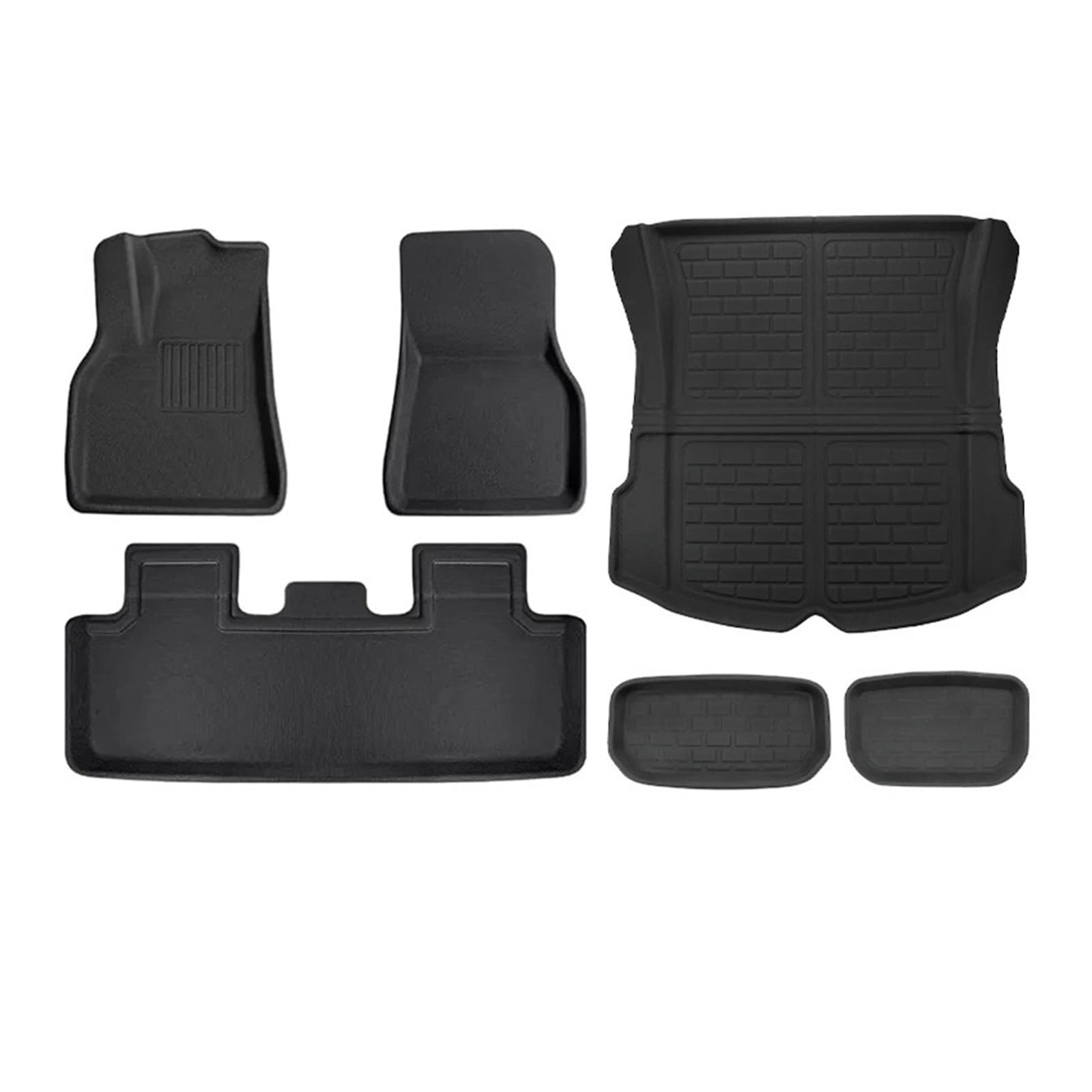 Kofferraum schutzmatte Für Tesla Für Modell 3 2021-2024 Für Highland Für Modell Y 2017-2024 Fußmatten Custom Fit Alle Wetter Für Cargo Liner Stamm Zubehör Kofferraumwanne(Y 2017-24 6PCS) von GOINTDJD