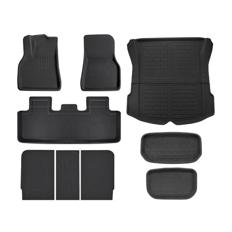Kofferraum schutzmatte Für Tesla Für Modell 3 2021-2024 Für Highland Für Modell Y 2017-2024 Fußmatten Custom Fit Alle Wetter Für Cargo Liner Stamm Zubehör Kofferraumwanne(Y 2017-24 9PCS) von GOINTDJD