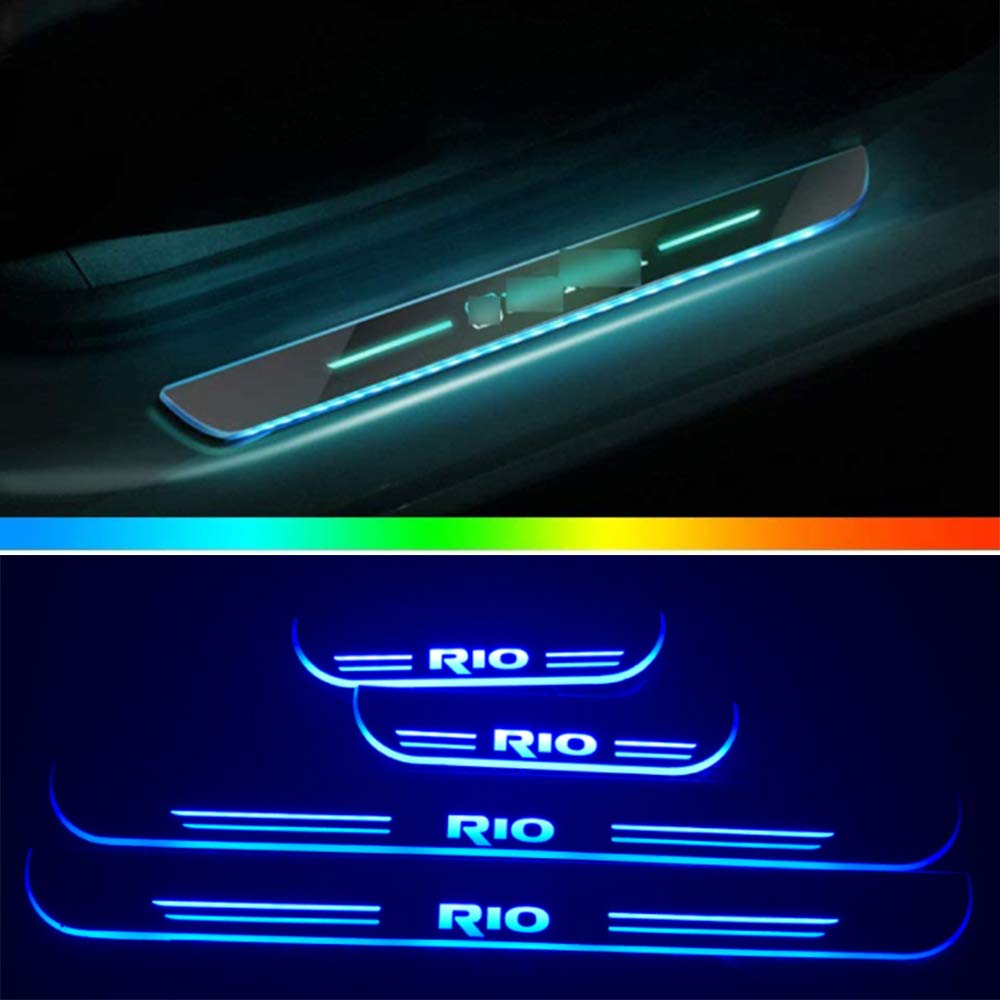 GOINUS 4 Stück Acryl Auto Türschweller Einstiegsleisten mit 7 Farben LED-Licht für KIA Rio, USB wiederaufladbar, drahtlose magnetische Installation, Atmosphärenlicht von GOINUS