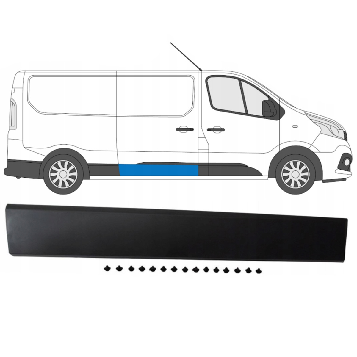 Türleiste Seitenleiste + Clips RECHTS für Renault Trafic III 2014- Opel Vivaro B Türleiste Seitenleiste + Clips RECHTS für Renault Trafic III 2014- Opel Vivaro B von GOLDCAR Renata Badzio,Bart?omiej Kalisz s.c.