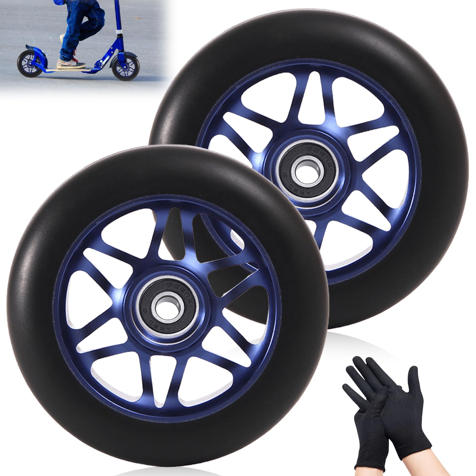 2 Stück 100mm Stunt Scooter Rollen, Roller Reifen Ersatzräder 88A mit ABEC-9 Lager Scooter Ersatzräder Aluminiumlegierung Felgen E-Scooter Räder Zubehör kompatibel für Meisten Stuntscooter&Kickscooter 2 Stück 100mm Stunt Scooter Rollen, Roller Reifen Ersatzräder 88A mit ABEC-9 Lager Scooter Ersatzräder Aluminiumlegierung Felgen E-Scooter Räder Zubehör kompatibel für Meisten Stuntscooter&Kickscooter von GOMETY