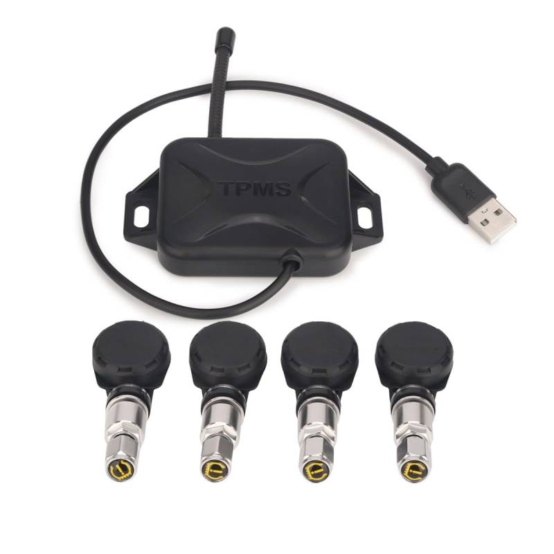 GONFEN TPMS Module Reifendrucksensor mit 4 Interne Sensoren Display Reifendrucküberwachung USB Universal Für Android 8.1+ Autoradios ES342 von GONFEN