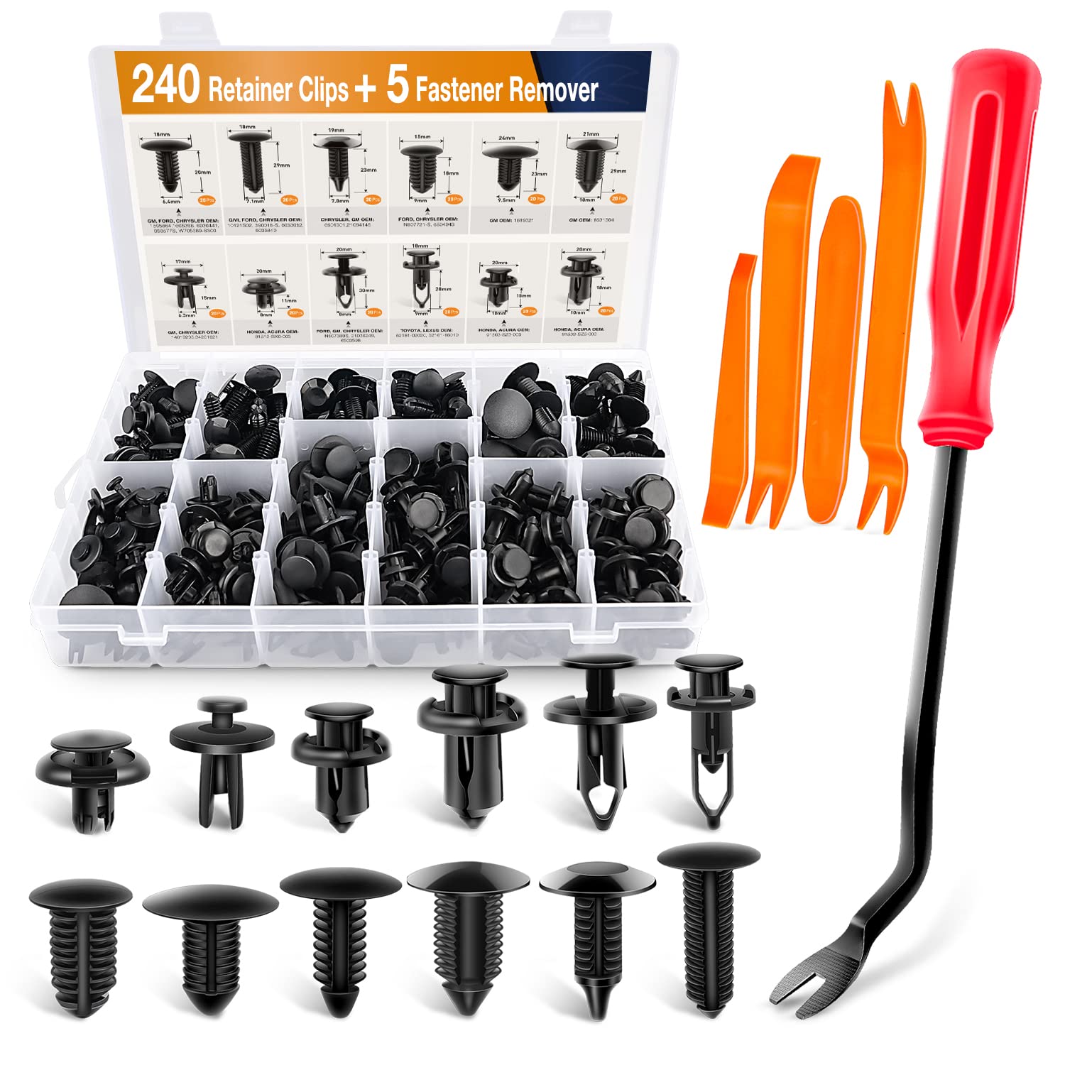 GOOACC GRC-33 Kunststoff-Befestigungselemente für Stoßstange, Auto-Pinnnieten, Set für Türverkleidung, Kotflügel-Clips von GOOACC