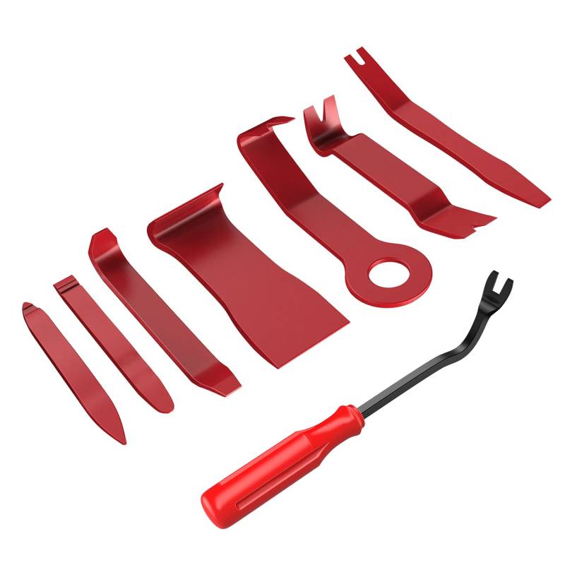 GOOACC 8-teiliges Werkzeugset zum Entfernen von Auto-Verkleidungen, kratzfestes Hebelwerkzeug-Set für Auto-Audio-Armaturenbrett, Türverkleidung, Fenster, Entferner-Werkzeug-Set, Rot von GOOACC