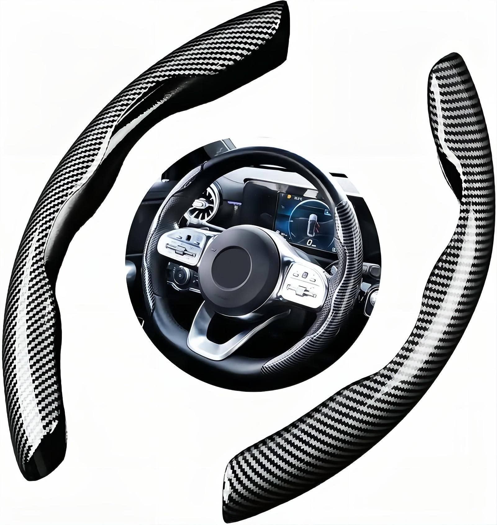 Auto Lenkradbezug für Mercedes Benz E-Class Sedan W211 W212 W213 AMG E53/E63, Kohlefaser Auto Lenkradhüllen Anti-rutsch Atmungsaktives Mode Sport Zubehör,Black Auto Lenkradbezug für Mercedes Benz E-Class Sedan W211 W212 W213 AMG E53/E63, Kohlefaser Auto Lenkradhüllen Anti-rutsch Atmungsaktives Mode Sport Zubehör,Black von GOOBIX