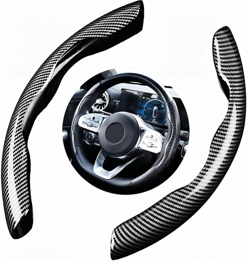 Auto Lenkradbezug für Mercedes Benz E-Class Sedan W211 W212 W213 AMG E53/E63, Kohlefaser Auto Lenkradhüllen Anti-rutsch Atmungsaktives Mode Sport Zubehör,Black von GOOBIX