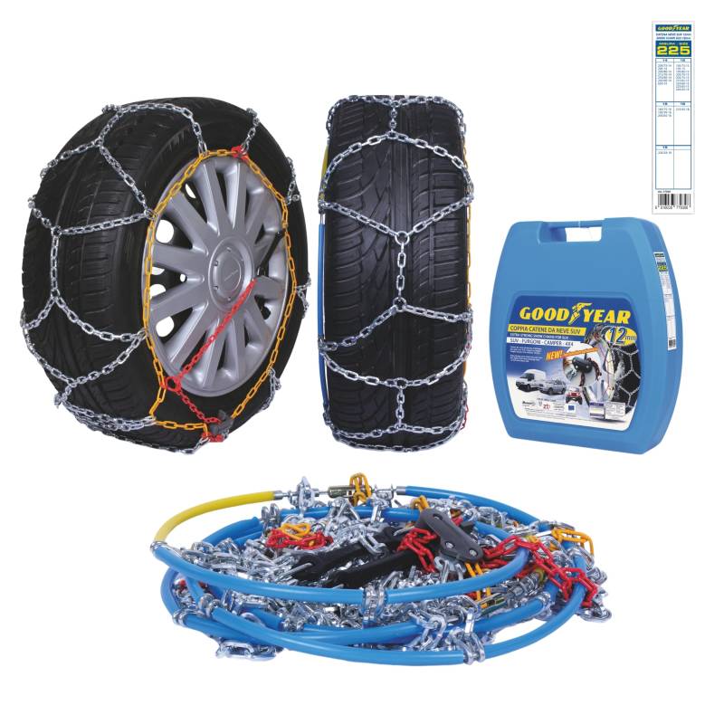 Goodyear 77930 Schneeketten 12 mm für SUV, Lieferwagen und Wohnmobil mit Selbstspannsystem, Größe 225 von Good Year