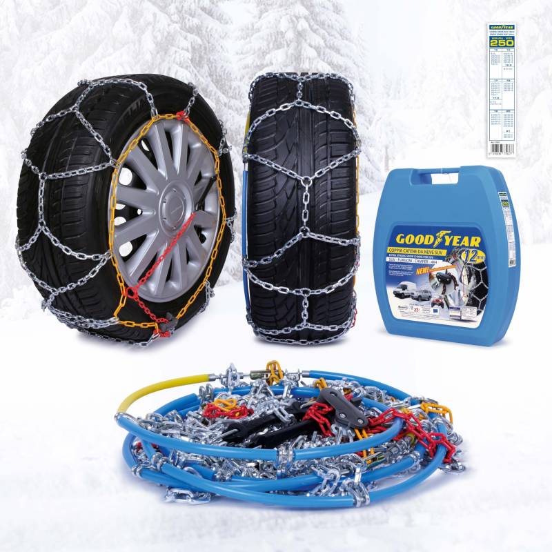 Goodyear 77937 Schneeketten 12 mm für SUV, Lieferwagen und Wohnmobil mit Selbstspannsystem, Größe 250 von Good Year
