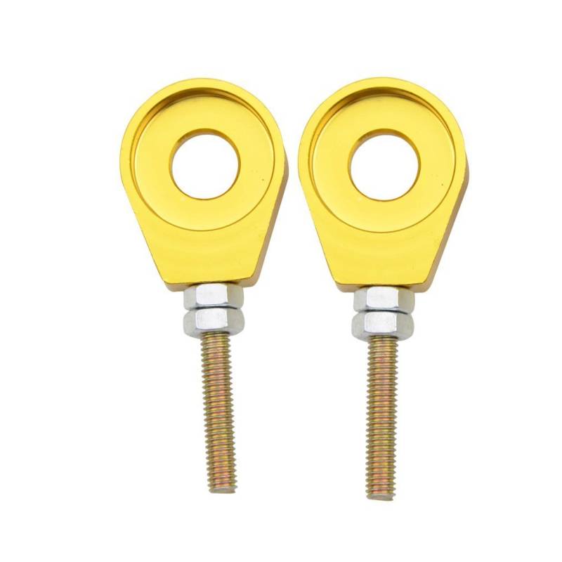 GOOFIT 12mm Performance Kettenspanner Set Motorradkette Reregulator Pitbike Ersatz für ATV Scooter Moped Gold von GOOFIT