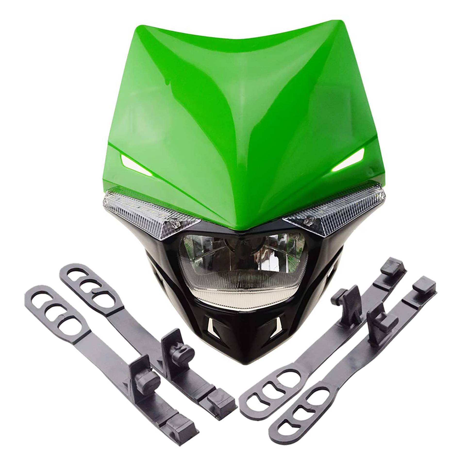 GOOFIT Grün H4 12V 35W Scheinwerfer Mini Blinkerleuchten Lichtmaske mit Front Verkleidung Ersatz für Motorrad Motocross Racer ATV Motorrad Dirtbike Pocketbike GOOFIT Grün H4 12V 35W Scheinwerfer Mini Blinkerleuchten Lichtmaske mit Front Verkleidung Ersatz für Motorrad Motocross Racer ATV Motorrad Dirtbike Pocketbike von GOOFIT