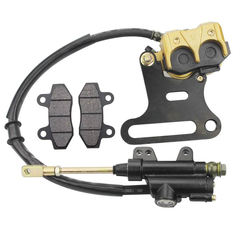 GOOFIT Hydraulischer Bremssattel Hinten Hauptbremszylinder Mit BremsbeläGen Ersatz FüR 70cc 110cc 125cc 150cc ATV Quad von GOOFIT
