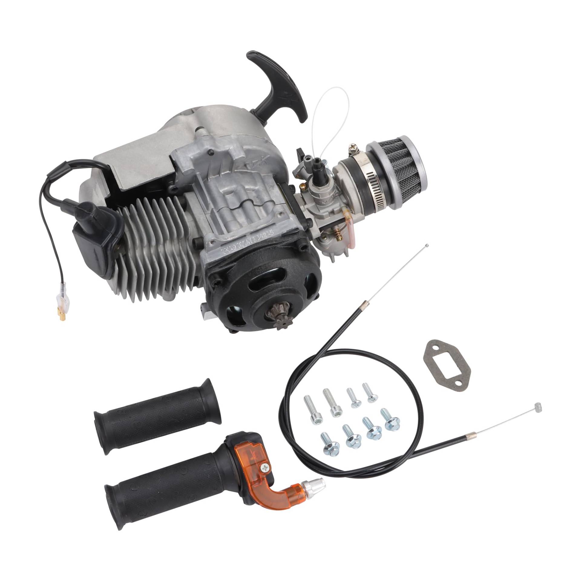 GOOFIT Kompletter 2-Takt 49CC Motor mit Rückstoßstarter Vergaser Lenker Zylinderblock Gasblock Luftfilter Ersatz für Mini Dirtbike pocketbike Gas G-Scooter ATV Quad Grau GOOFIT Kompletter 2-Takt 49CC Motor mit Rückstoßstarter Vergaser Lenker Zylinderblock Gasblock Luftfilter Ersatz für Mini Dirtbike pocketbike Gas G-Scooter ATV Quad Grau von GOOFIT