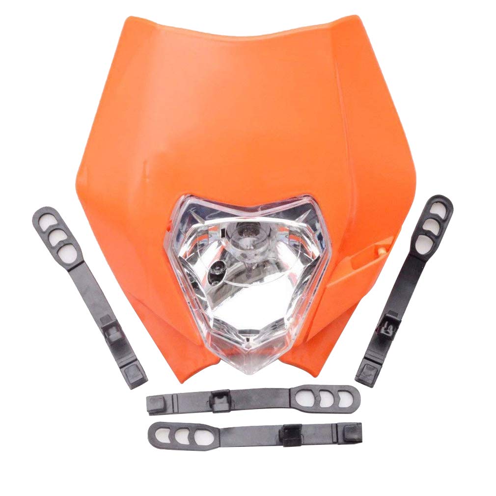 GOOFIT Orange 12V 35W Scheinwerfer Frontscheinwerfer Lichtmaske mit Front Verkleidung Ersatz für Motorrad Dirtbike Pocketbike Motocross Supermoto Supermoto Schwarz dit Pocketbike von GOOFIT