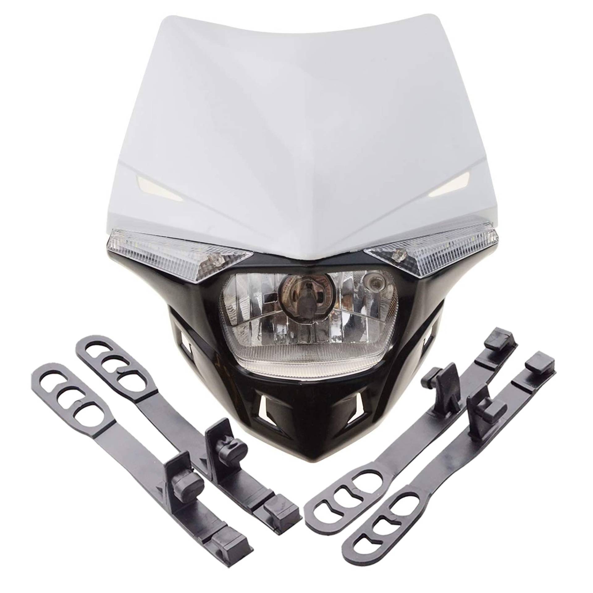 GOOFIT Weiß H4 12V 35W Scheinwerfer Mini Blinkerleuchten Lichtmaske mit Front Verkleidung Ersatz für Motorrad Motocross Racer ATV Motorrad Dirtbike Pocketbike GOOFIT Weiß H4 12V 35W Scheinwerfer Mini Blinkerleuchten Lichtmaske mit Front Verkleidung Ersatz für Motorrad Motocross Racer ATV Motorrad Dirtbike Pocketbike von GOOFIT