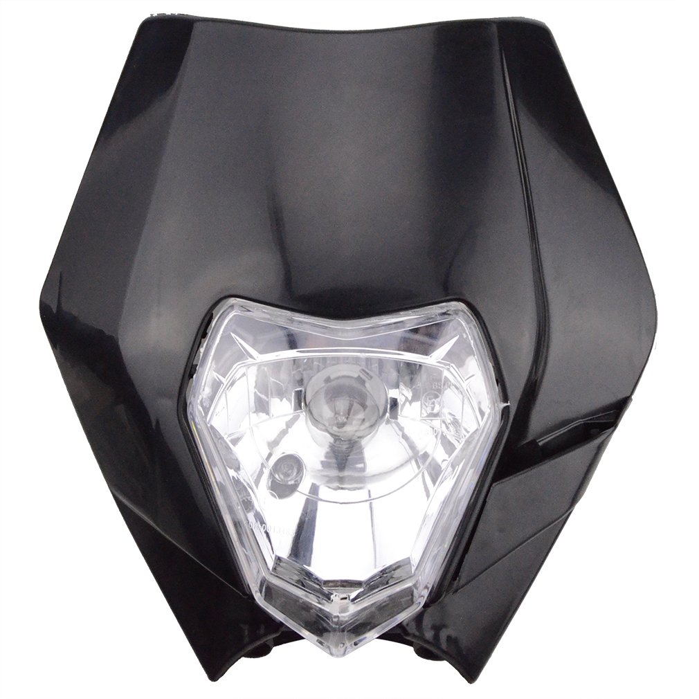 GOOFIT schwarz 12V 35W Scheinwerfer Frontscheinwerfer Lichtmaske mit Front Verkleidung Ersatz für Motorrad Dirtbike Motocross Schwarz dit Pocketbike von GOOFIT