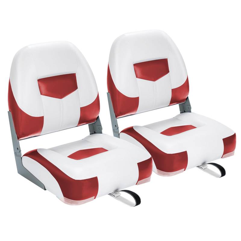 GOPLUS 2er Set Bootssitz, Bootsstuhl mit Klappbarer Rückenlehne, Hochelastischer Schaumstoff, PVC, PP, Wetterfest, Langlebig und Wasserdicht, UV- Beständig, Anglerstuhl für Yachten & Boote von GOPLUS