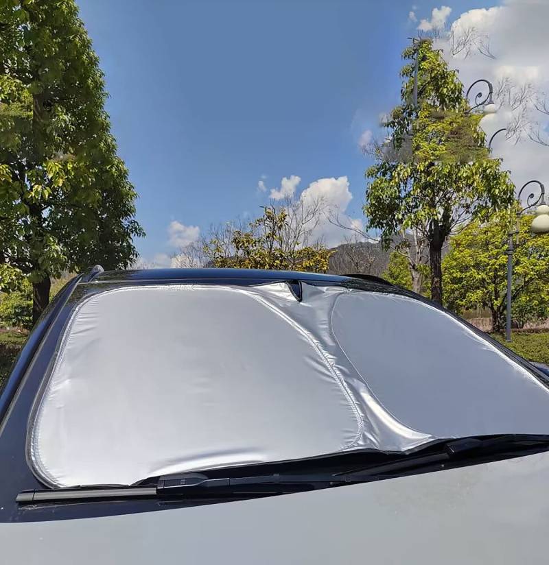 Auto Frontscheibe Sonnenschutz für BMW Z1 E30 Z3 Z3M E36 i3 i3s i3-S iX, Faltbarer Atmungsaktives Frontscheiben-Sonnenschutz Vollständige UV-Schutz Schutz Autozubehör,Silver von GOSUNA