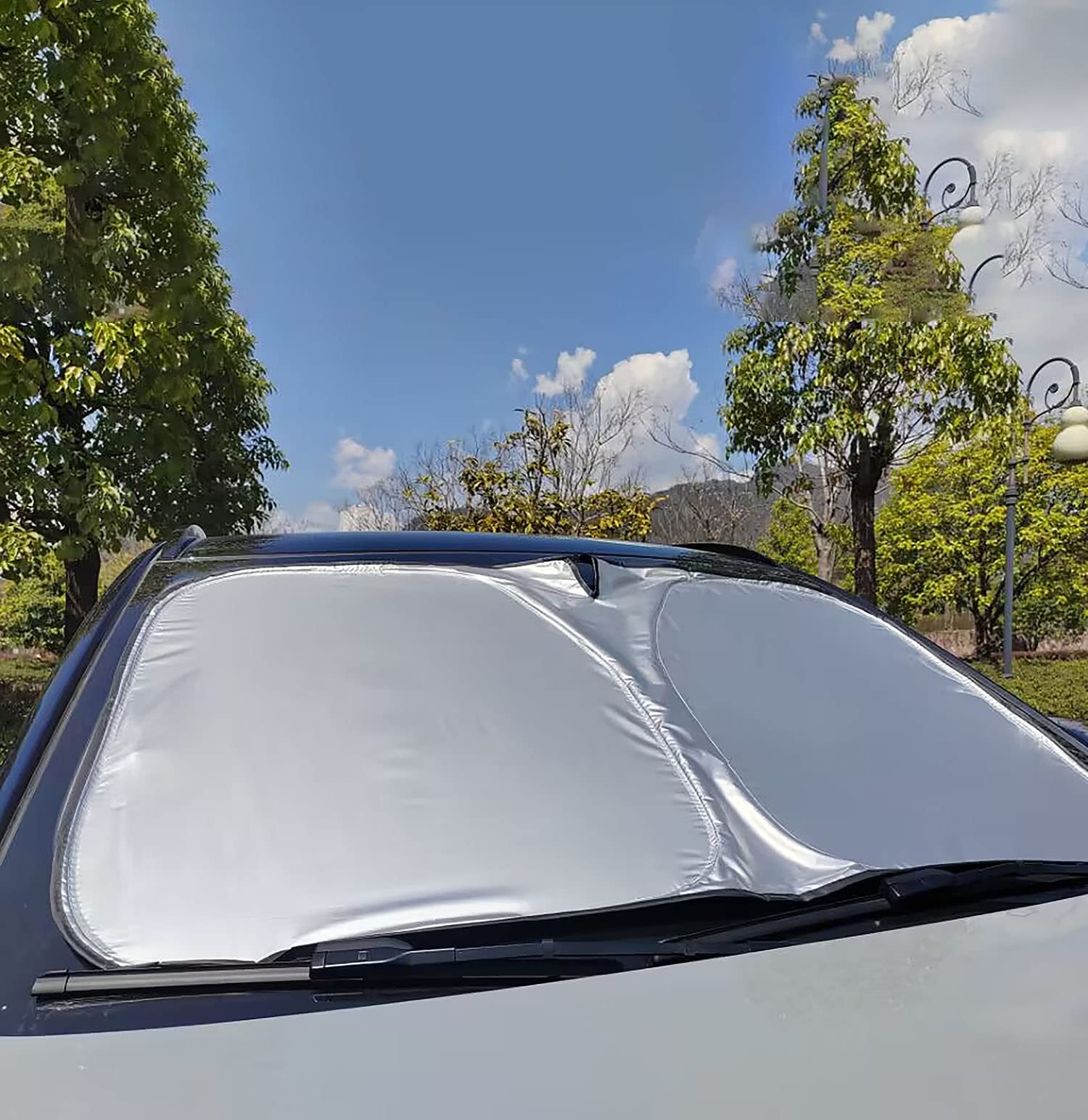 Auto Frontscheibe Sonnenschutz für BMW Z4 Z4M E85 E86 E89 G29 E52 20i 30i M40i, Faltbarer Atmungsaktives Frontscheiben-Sonnenschutz Vollständige UV-Schutz Schutz Autozubehör,Silver von GOSUNA