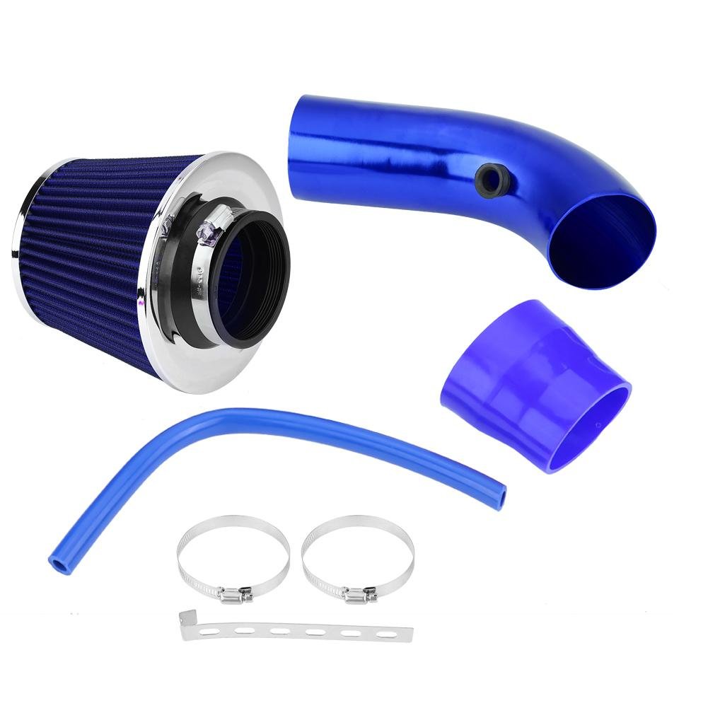 Auto Sportluftfilter, 76mm 3 Zoll Universal Luftkühlung Lufteinlassfilter Kit, Universal Kohlefaser Lufteinlasssystem mit Schlauch (Blau) von GOTOTOP