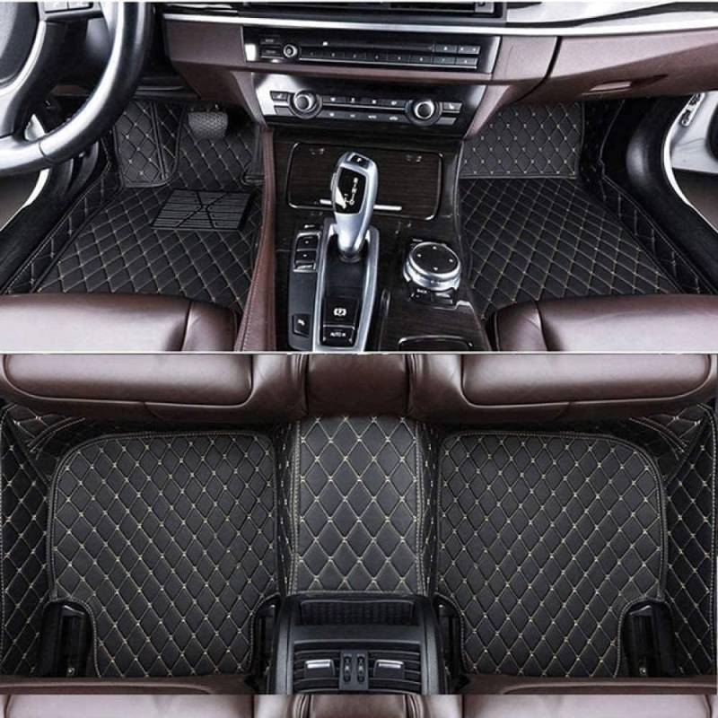 GOYMFK Auto Fußmatte für BYD Seal EV 2022 2023 Maßgeschneiderte Allwetter Leder Wasserdicht Staubdicht Kratzfest rutschfest Protection Liner,Black+Beige von GOYMFK