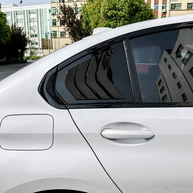 Auto Hinten Seite Fenster Lamellen Rollläden Jalousien Abdeckung für BMW 3er G20 320i 325i 330i M340i 2019 2020 2021 2022 Dreiecks Windschutzscheibe Zubehör,Glossy Black von GOYMFK