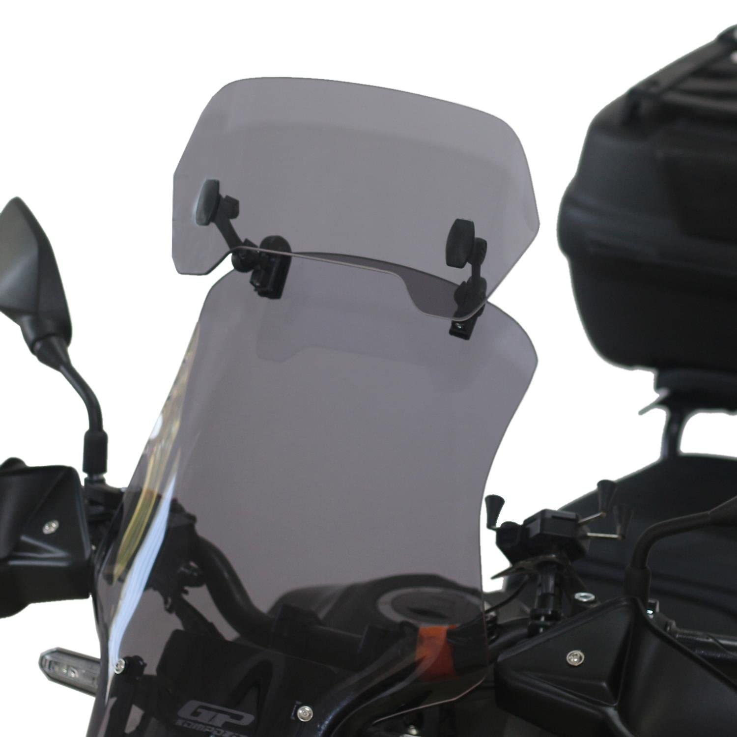 GP KOMPOZIT Windschutzscheibenverlängerung, universal, verstellbar, Motorrad-Windabweiser, Clip-on Spoiler (Smoked) von GP Kompozit