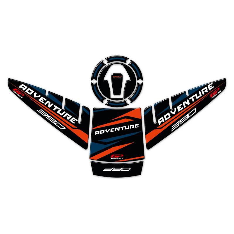 GP Kompozit Tankpad-Set schwarz-blau kompatibel für KTM 390 Adventure 2020-2024 von GP Kompozit