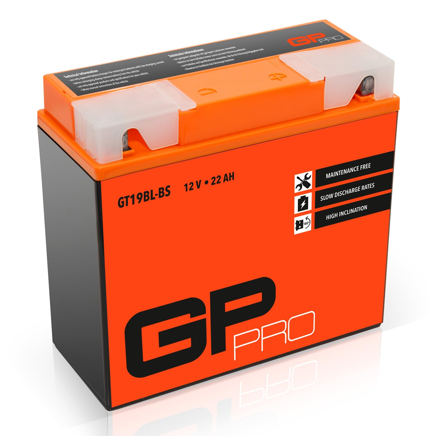 GP-PRO G19 12V 22Ah GEL-Batterie DIN 51913 / Kompatibel mit YT19BL-BS Wartungsfrei & Versiegelt Akkumulator Motorrad Motorradbatterie von GP-PRO