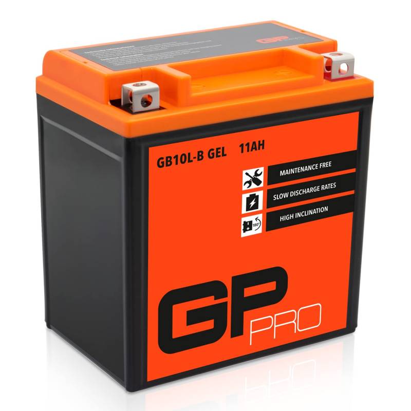 GP-PRO GB10L-B 12V 11Ah GEL-Batterie (Kompatibel mit YB10L-B / YB10L-B2) (Wartungsfrei & Versiegelt) Akkumulator Motorrad Roller Motorradbatterie Rollerbatterie von GP-PRO