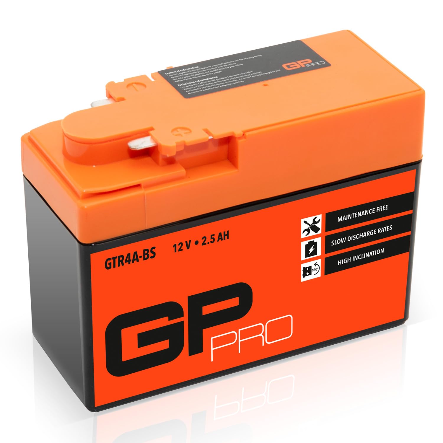 GP-PRO GTR4A-BS 12V 2.5Ah GEL-Batterie Kompatibel mit YTR4A-BS / 50415 Wartungsfrei & Versiegelt Rollerbatterie Akkumulator Roller von GP-PRO