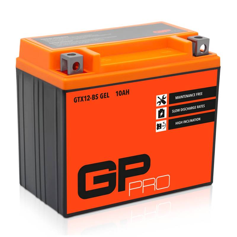 GP-PRO GTX12-BS 12V 12Ah GEL-Batterie (Kompatibel mit YTX12-BS / 51012) (Wartungsfrei & Versiegelt) Akkumulator Motorrad Motorradbatterie von GP-PRO