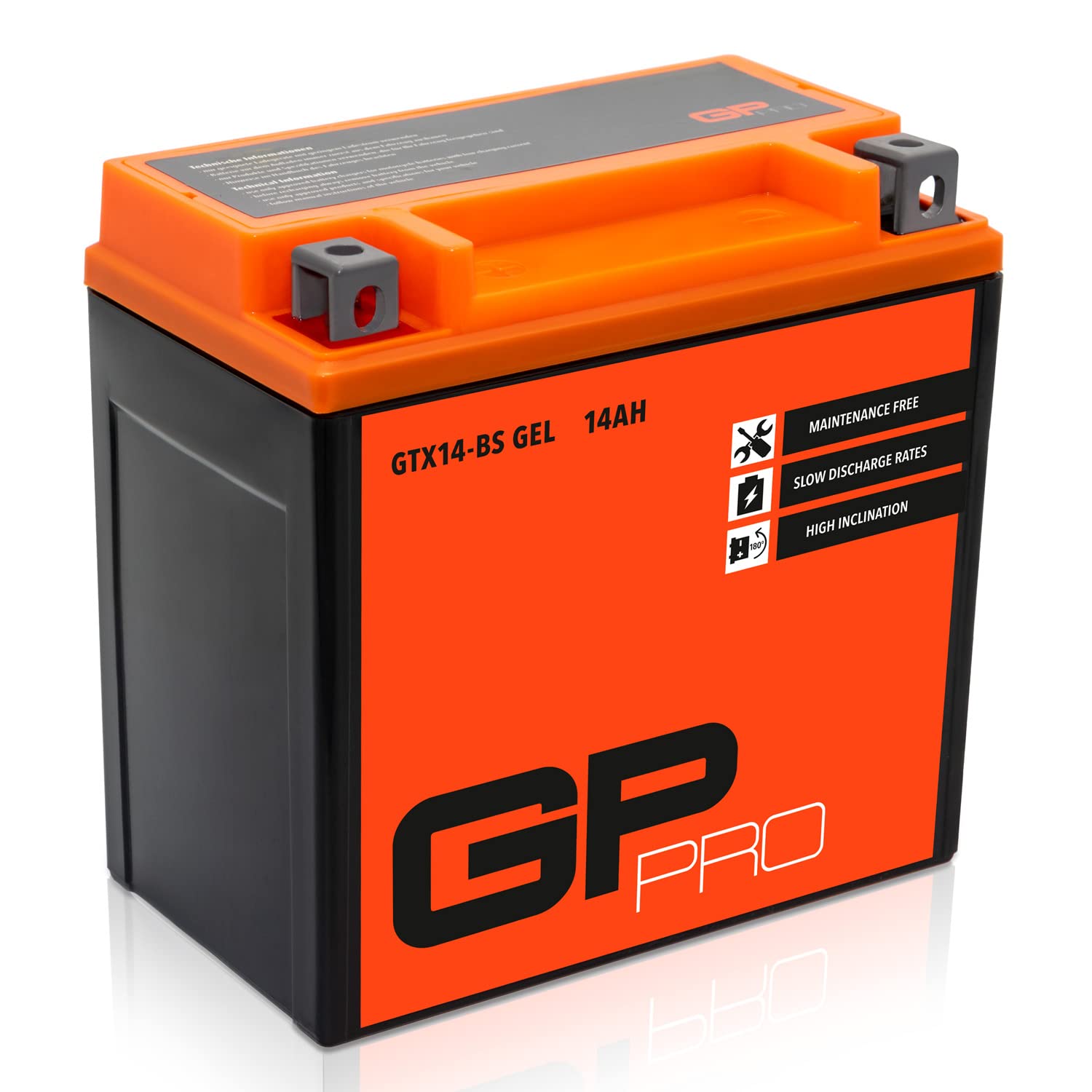 GP-PRO GTX14-BS 12V 14Ah GEL-Batterie (Kompatibel mit YTX14-BS / 51214) (Wartungsfrei & Versiegelt) Akkumulator Motorrad Motorradbatterie von GP-PRO