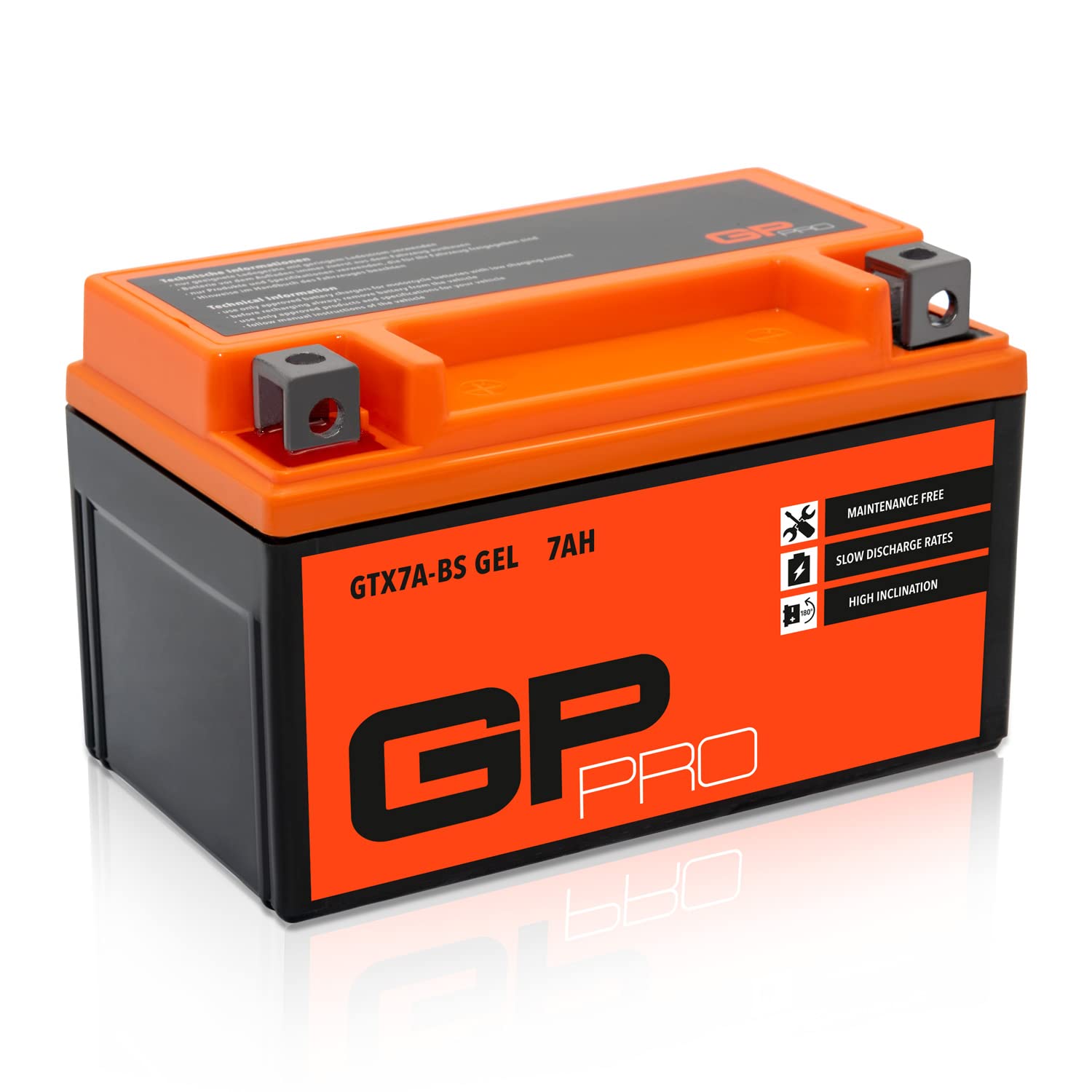 GP-PRO GTX7A-BS 12V 7Ah GEL-Batterie (Kompatibel mit YTX7A-BS / 50615) (Wartungsfrei & Versiegelt) Akkumulator Motorrad Roller Motorradbatterie Rollerbatterie von GP-PRO