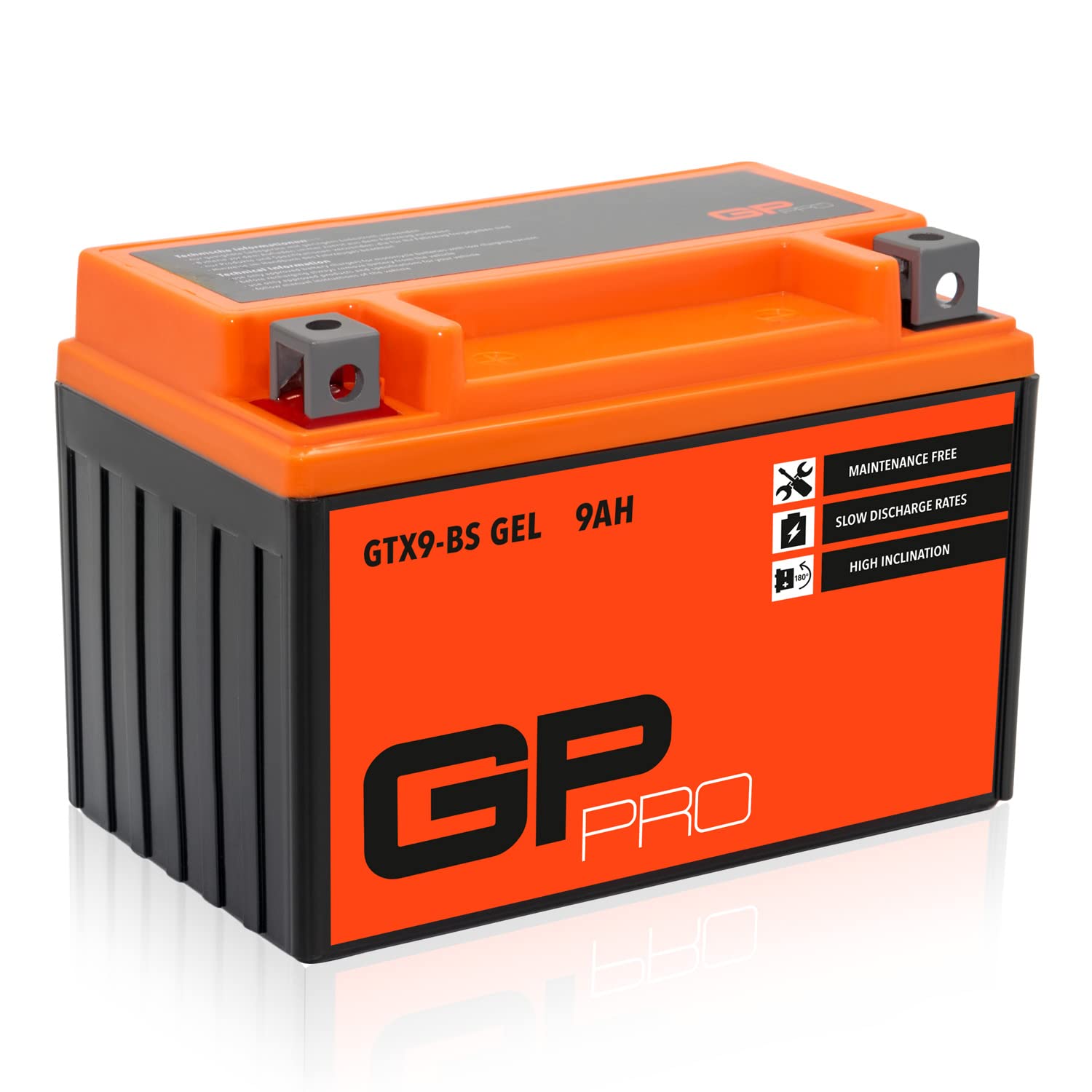 GP-PRO GTX9-BS 12V 9Ah GEL-Batterie (ähnlich wie mit YTX9-BS / 50812) (Wartungsfrei & Versiegelt) Akkumulator Motorrad Roller Motorradbatterie Rollerbatterie von GP-PRO