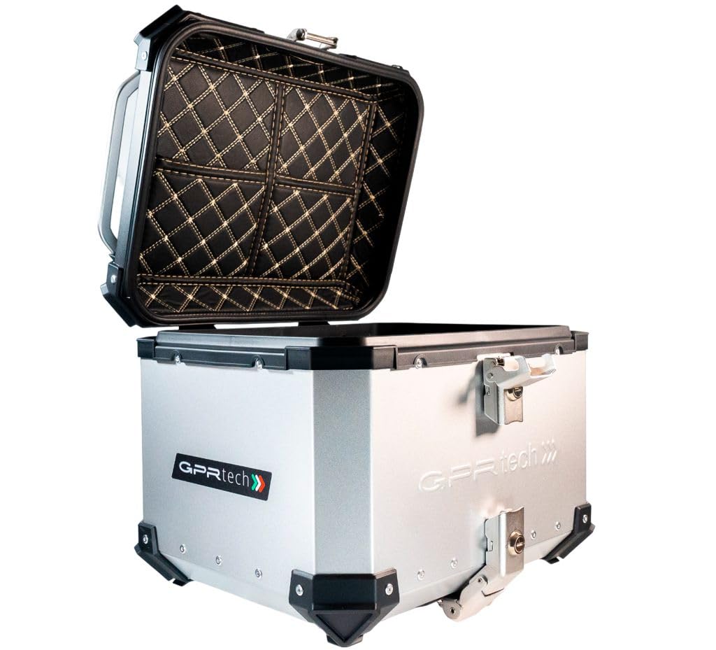 GPR Tech Kompatibel mit 800 MT Touring 2022/2023 e5 Top Case ALPI-Tech 35 LT. Silber Top Case aus Aluminium, Farbe Silber mit spezieller Platte inklusive, Fassungsvermögen 35 Liter GPR Tech Kompatibel mit 800 MT Touring 2022/2023 e5 Top Case ALPI-Tech 35 LT. Silber Top Case aus Aluminium, Farbe Silber mit spezieller Platte inklusive, Fassungsvermögen 35 Liter von GPR