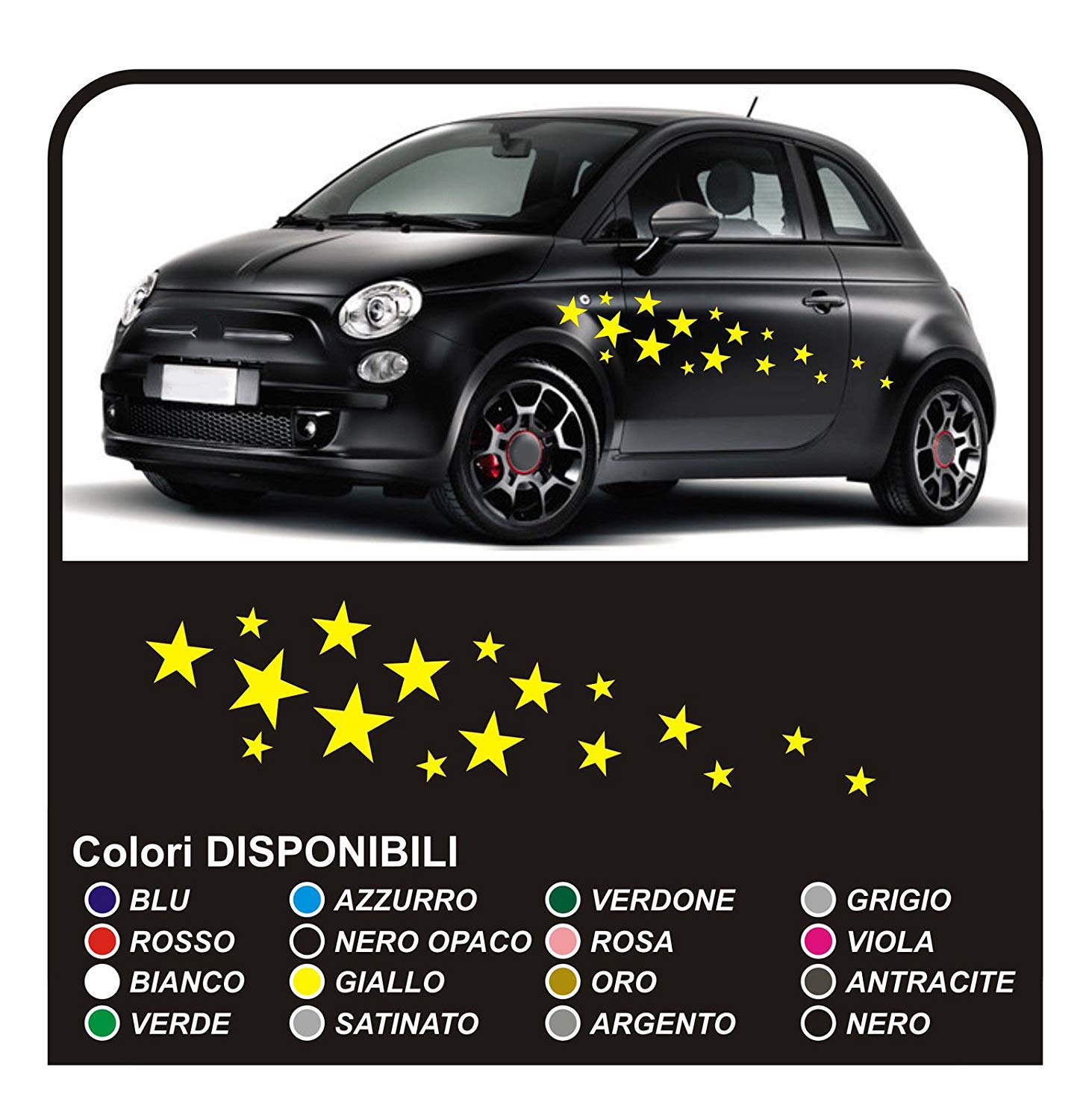 Aufkleber Sterne 34 Stück KIT Sternen Autoaufkleber Decals Stickers (GELB) von GRAFIC