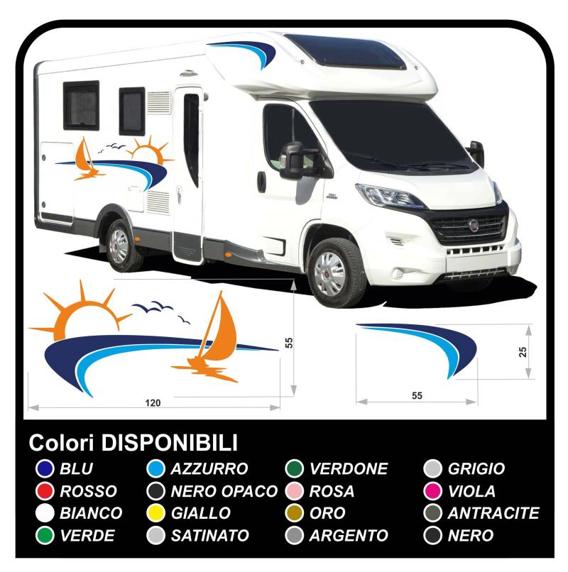 Aufkleber für Wohnmobile Graphics Vinyl Aufkleber Aufkleber Set Camper Van RV Caravan Wohnmobil - Grafik 18 (Farben WIE IN Fotos) von GRAFIC