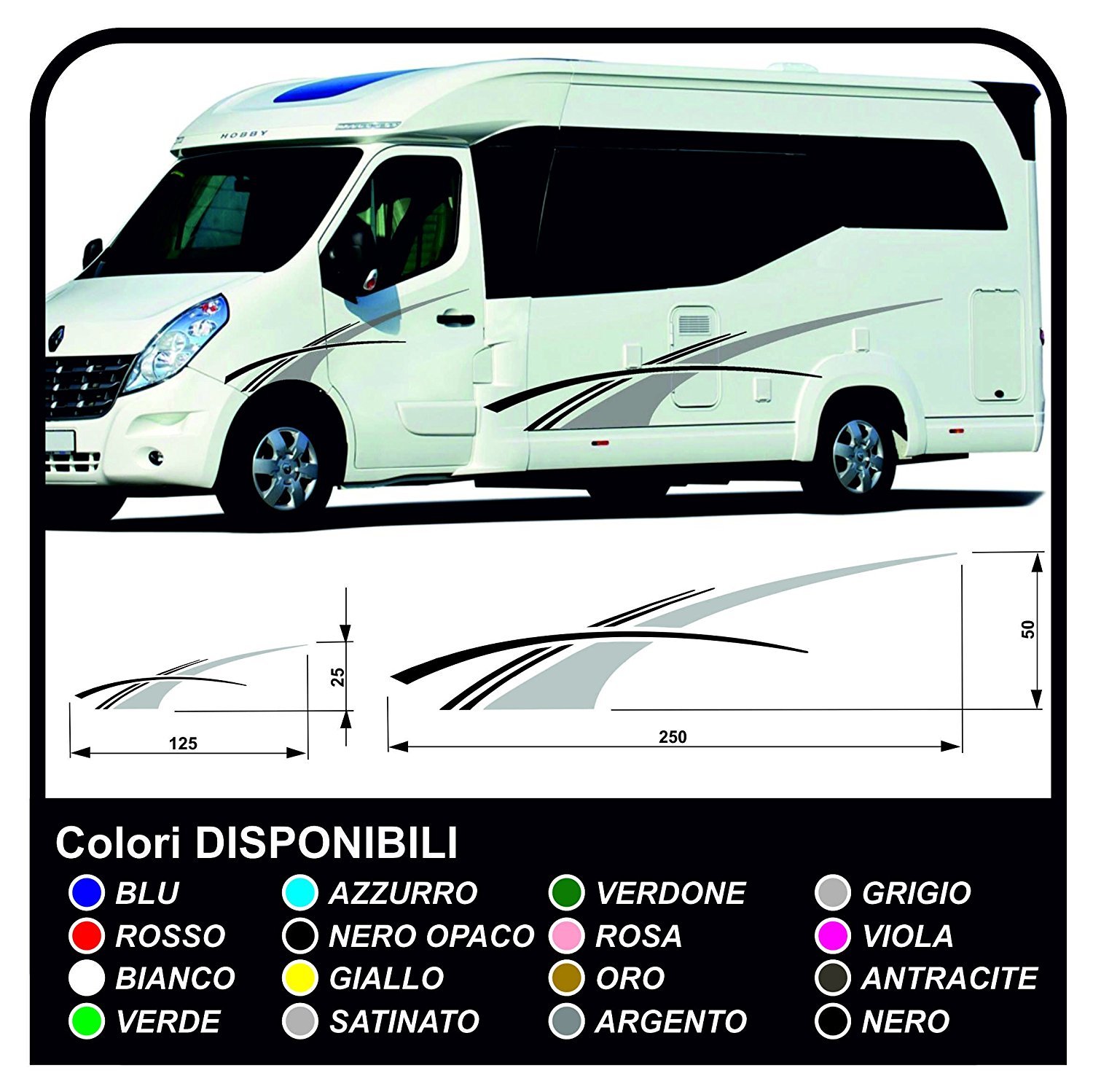 Aufkleber für Wohnmobile Graphics Vinyl Aufkleber Aufkleber Set Camper Van RV Caravan Wohnmobil- Grafik 19 (Farben WIE IN Fotos) von GRAFIC
