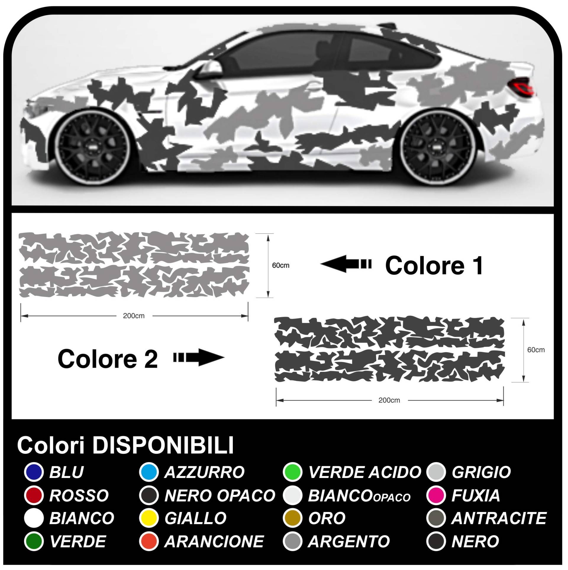 Camouflage Camouflage Auto Aufkleber Grafik Kits Autodekoration US Army Universal Camouflage Effekt Aufkleber Autodekoration Decals Tuning Camo (ANTHRAZIT UND Satin GRAU (WIE AUF DEM Bild)) von GRAFIC