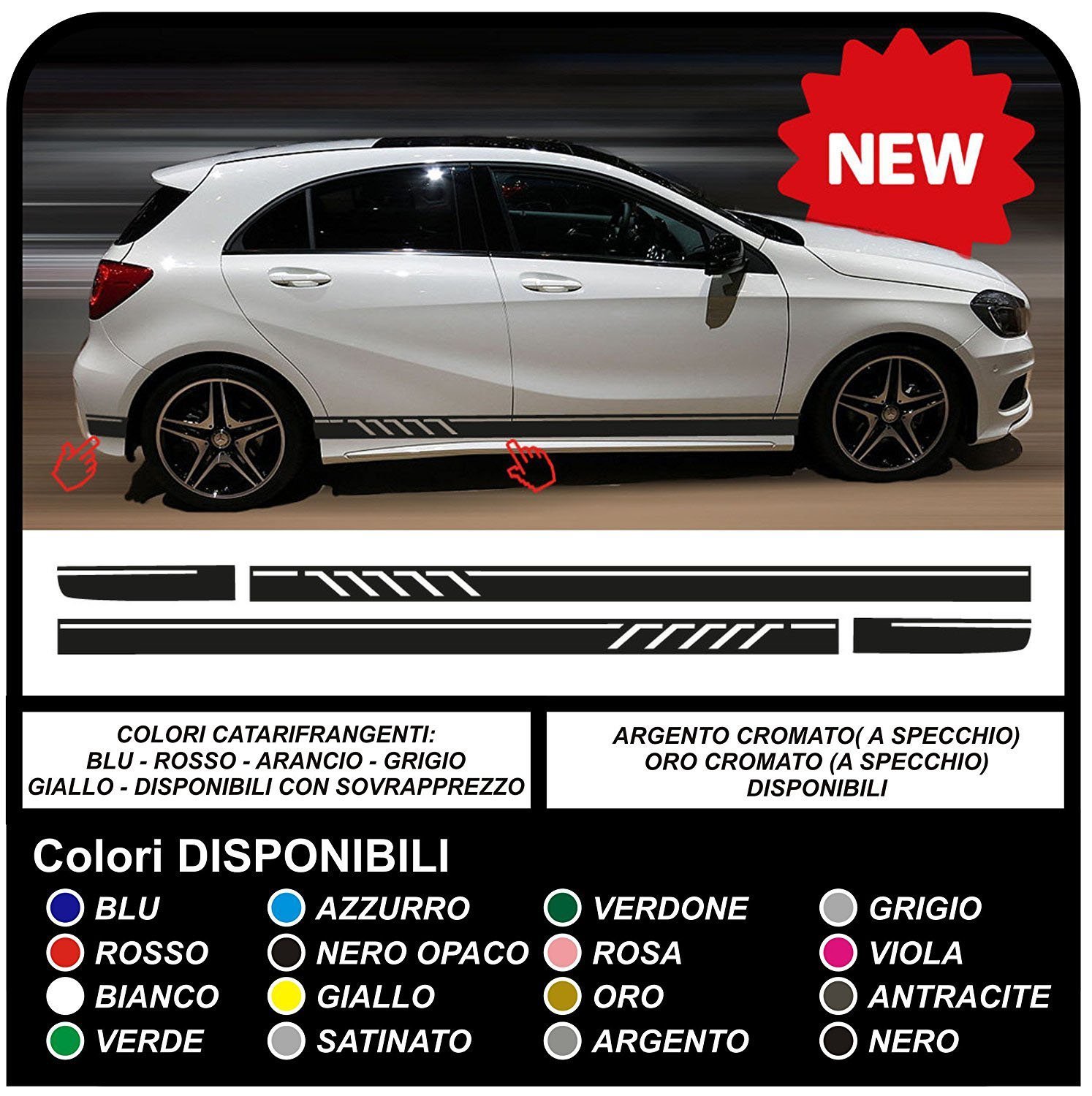 GRAFIC Aufkleber Dekorstreifen Streifen Stripes Sportstreifen Aufkleber Decal Tuning Seite Streifen Aufkleber Stickers Decals (Schwarz) von GRAFIC